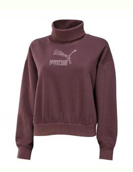 sudadera puma x Aitana cropped granate de mujer.