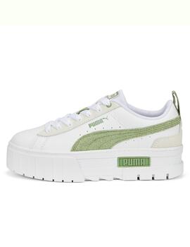 Zapatillas puma mayze mix blanco verde de mujer.