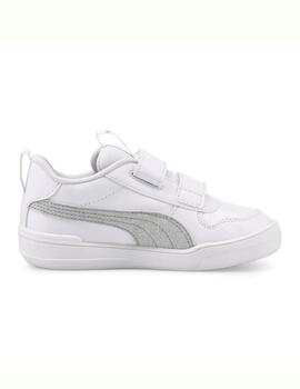 Zapatillas puma multiflex glitz fs v ps blanco plata de niña