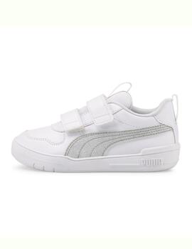 Zapatillas puma multiflex glitz fs v ps blanco plata de niña