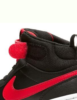 Zapatillas nike court borough mid 2 psv negro rojo de niño.