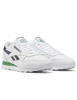 Zapatillas reebok classic leather blanco azul verde hombre.