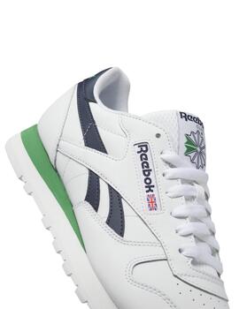 Zapatillas reebok classic leather blanco azul verde hombre.