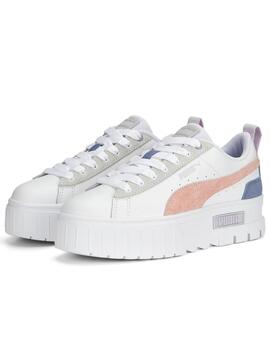 Zapatillas puma mayze mix blanco rosa violeta de mujer.