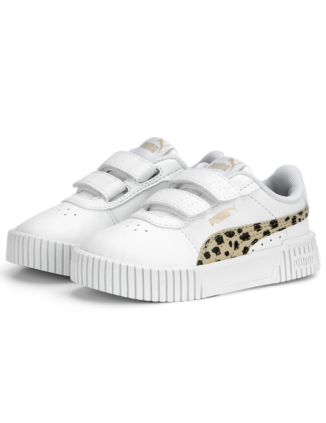 Zapatillas puma carina 2.0 animal v inf blanco de bebé.