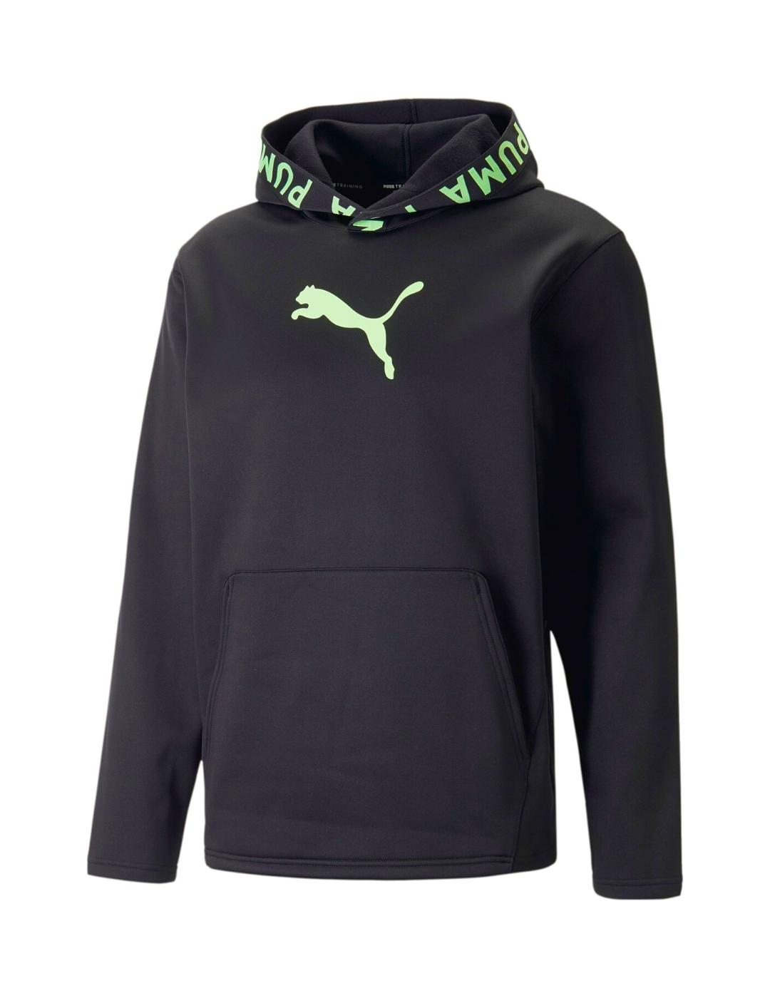 sudadera puma train pwr fleece negro verde de hombre.