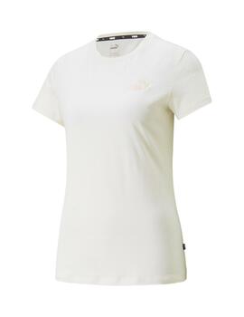 camiseta puma ess embroidery beige de mujer.