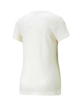 camiseta puma ess embroidery beige de mujer.