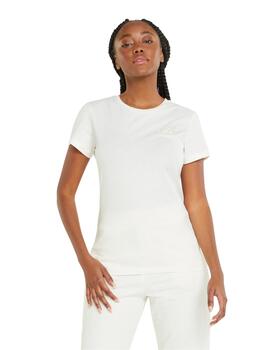 camiseta puma ess embroidery beige de mujer.