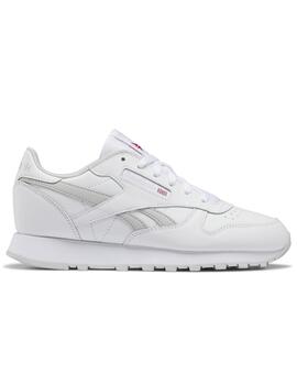 Zapatillas reebok classic leather junior blanco gris.