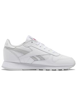 Zapatillas reebok classic leather junior blanco gris.