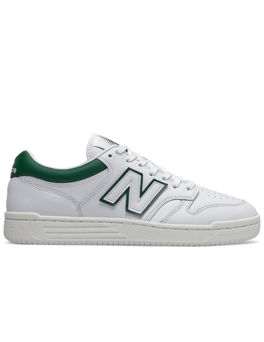 zapatillas new balance bb480lgt blanco verde unisex.