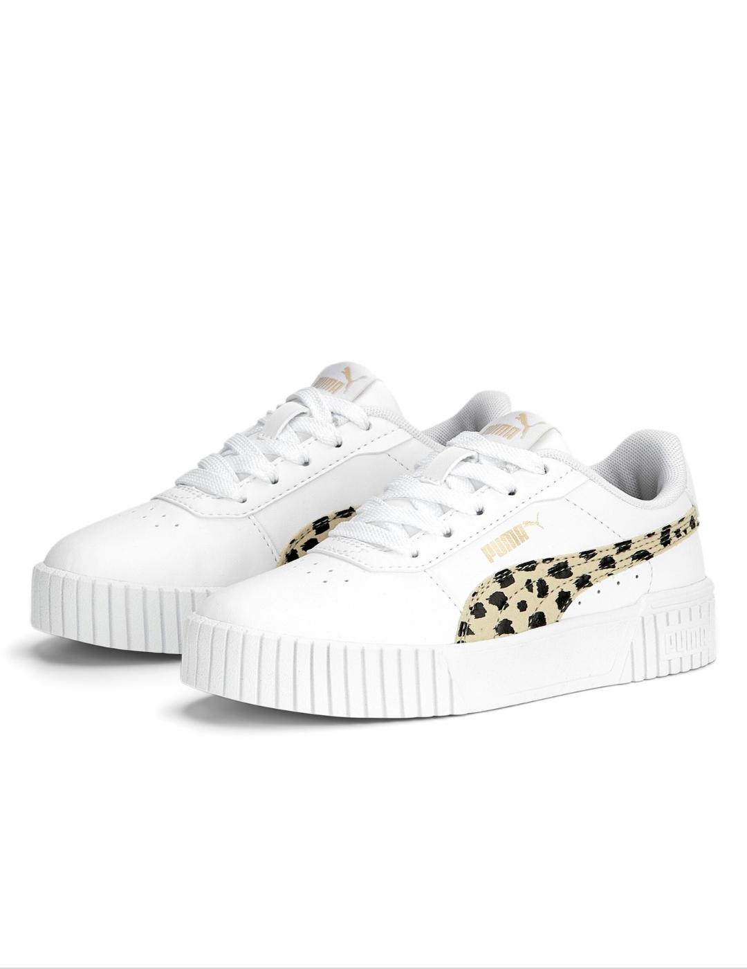 Zapatillas puma carina 2.0 animal print ps blanco de niña.