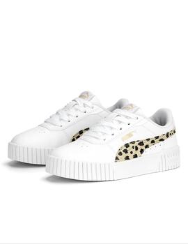 Zapatillas puma carina 2.0 animal print ps blanco de niña.