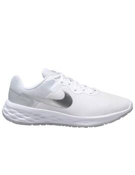 Zapatillas nike revolution 6 blanco plata de mujer.