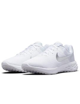 Zapatillas nike revolution 6 blanco plata de mujer.