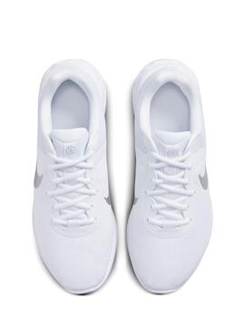 Zapatillas nike revolution 6 blanco plata de mujer.