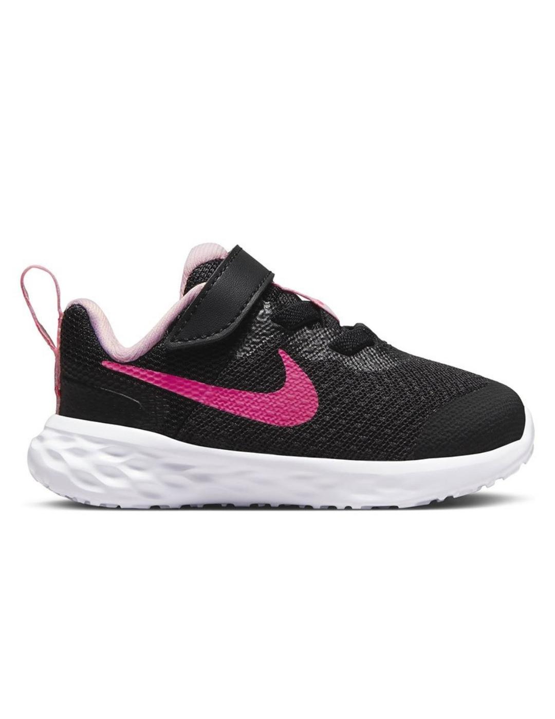 Zapatillas nike revolution 6 nn tdv negro rosa niña.