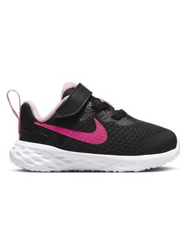 Zapatillas nike revolution 6 nn tdv negro rosa de niña.