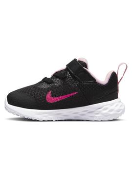 Zapatillas nike revolution 6 nn tdv negro rosa de niña.