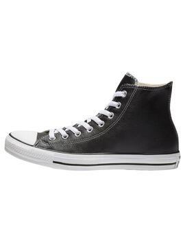 Zapatillas converse all star hi negro piel de mujer.