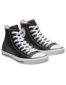 Zapatillas converse all star hi negro piel de mujer.