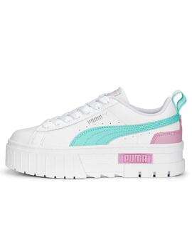 Zapatillas puma mayze lth junior blanco verde de niña.