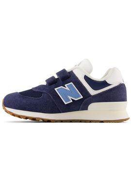 Zapatillas new balance pv574cu1 hoop and loop azul de niño.