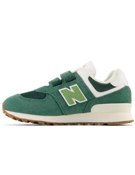 Zapatillas new balance pv574co1 hoop and loop verde de niño.