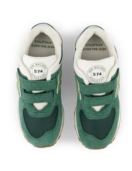 Zapatillas new balance pv574co1 hoop and loop verde de niño.