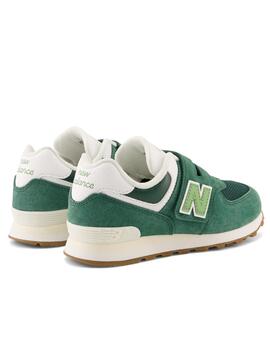 Zapatillas new balance pv574co1 hoop and loop verde de niño.