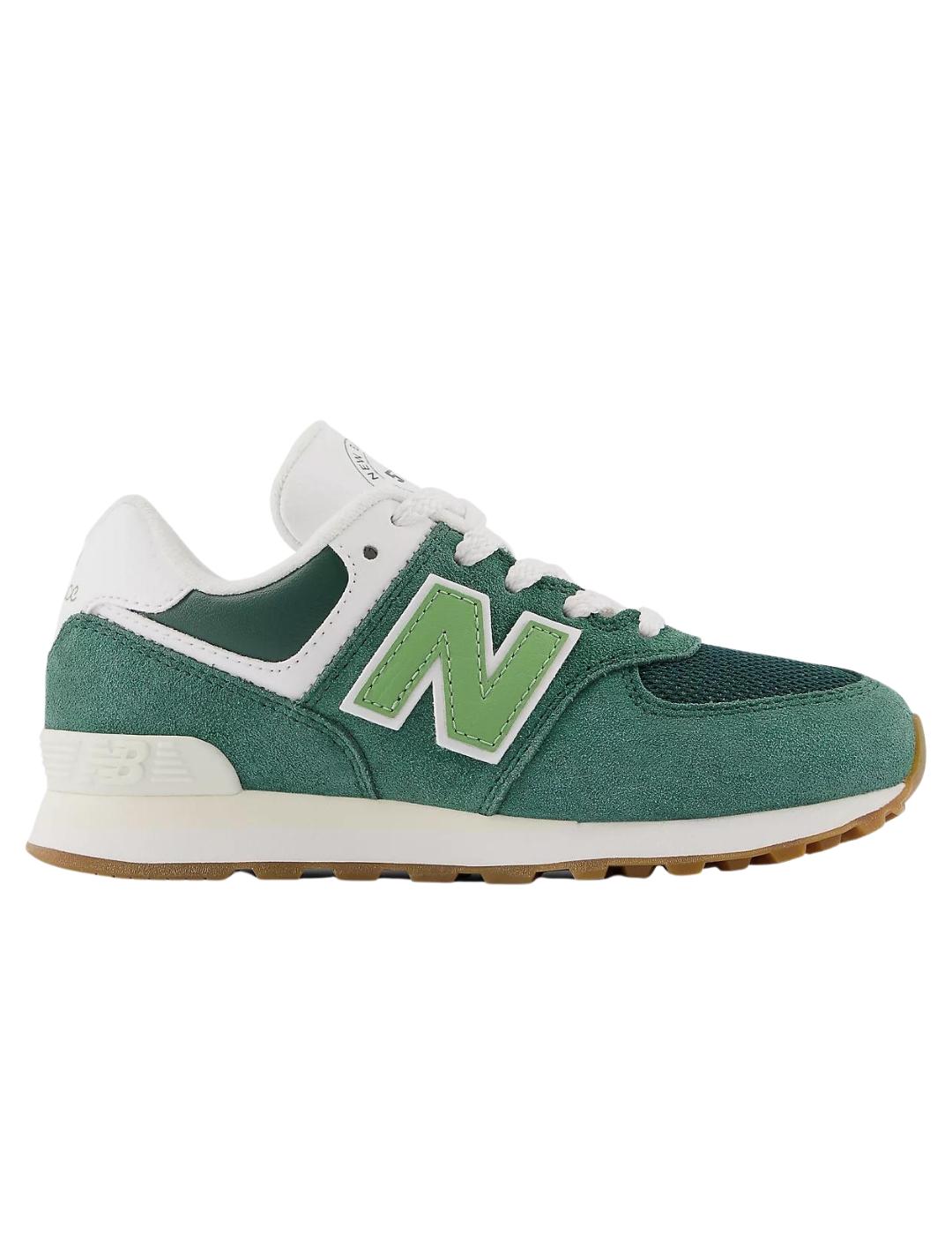 Zapatillas new balance pc574co1 hoop and loop verde de niño.