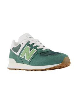 Zapatillas new balance pc574co1 hoop and loop verde de niño.