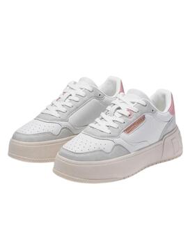 Zapatillas dfranklin low court basic blanco rosa de mujer.