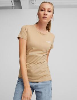 camiseta puma ess embroidery marrón de mujer.