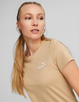 camiseta puma ess embroidery marrón de mujer.