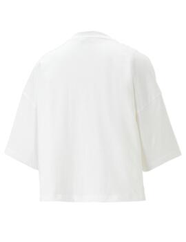 camiseta puma downtown oversized blanco de mujer.