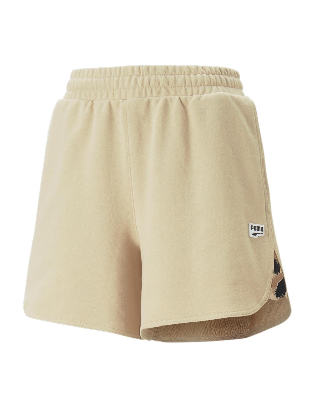 pantalón corto downtown high waist beige by Pedroche.