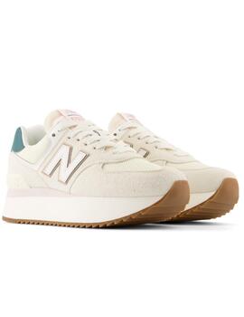 Zapatillas new balance wl574zkb beige verde de mujer.