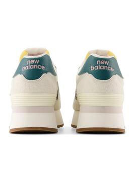 Zapatillas new balance wl574zkb beige verde de mujer.