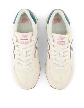 Zapatillas new balance wl574zkb beige verde de mujer.