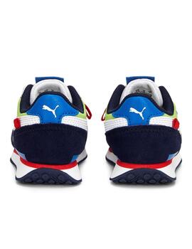 Zapatillas puma future rider splash ac inf blanco azul bebé.