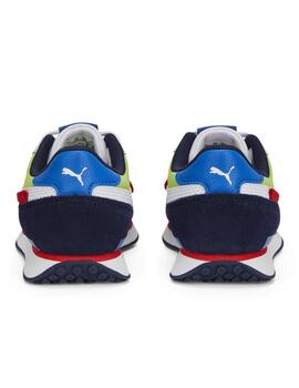 Zapatillas puma future rider splash ps blanco azul de niño.