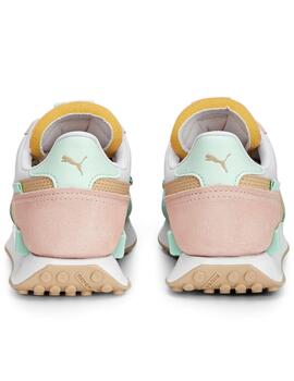 Zapatillas puma future rider soft blanco rosa verde de mujer