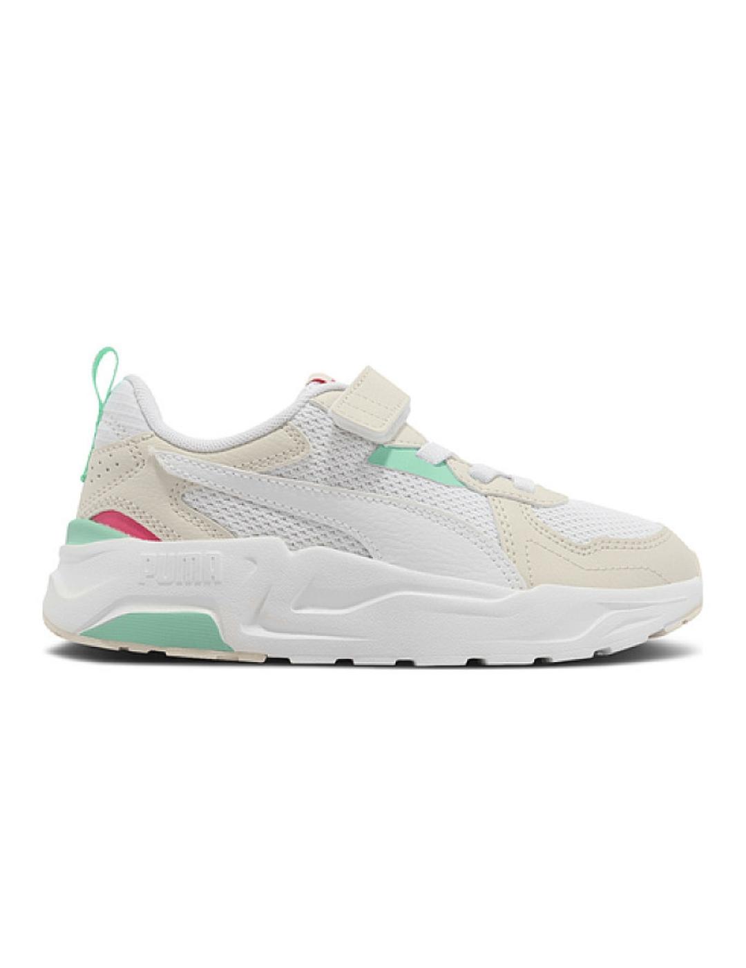 Zapatillas puma trinity lite ac  ps blanco beige de niña.