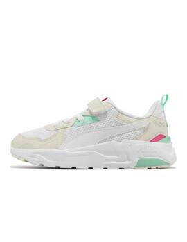 Zapatillas puma trinity lite ac  ps blanco beige de niña.
