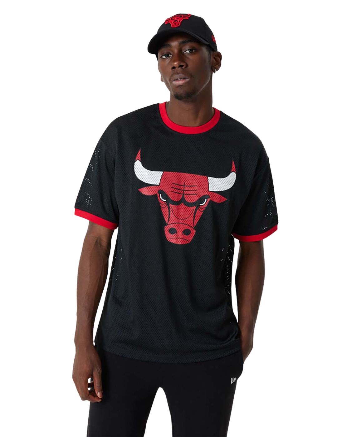 camiseta new era bulls mesh team logo negro de hombre.