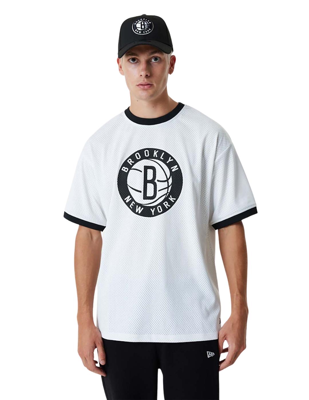 camiseta new era brooklyn nets mesh blanco de hombre.