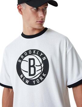 camiseta new era brooklyn nets mesh blanco de hombre.