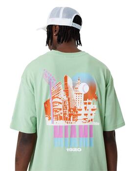 camiseta new era miami graphic oversized verde de hombre.